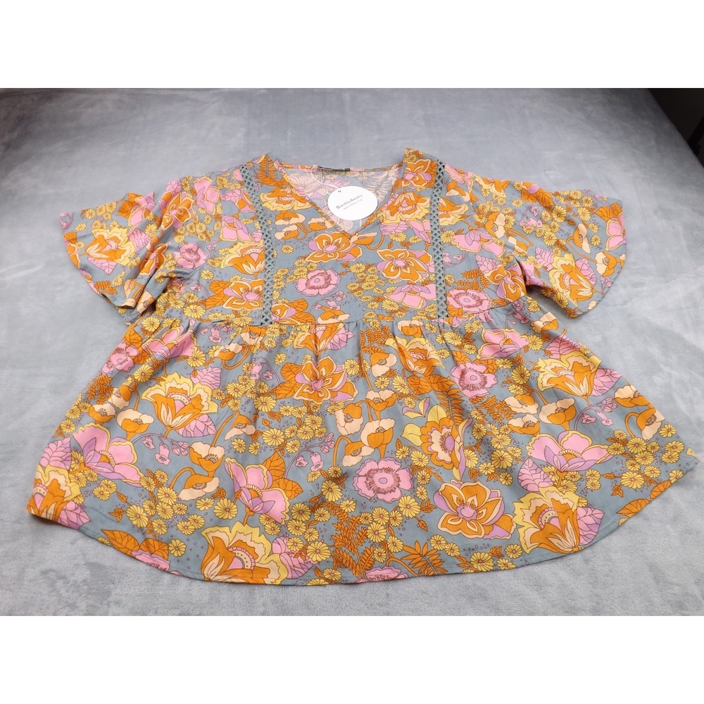 Rusttydustty Blouse/Top/Tunic NWT Women's 2XL Floral Bohemian Gypsy Multi Color‎